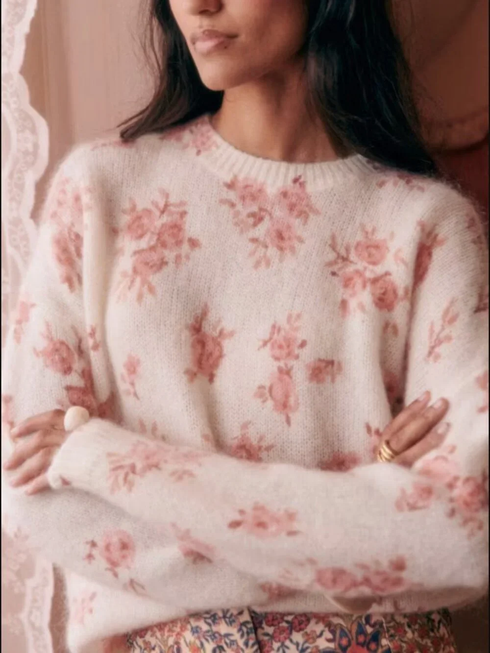 Sezane Eloisa Jumper - Small Pink Flowers - XXS - Picture 2 of 11
